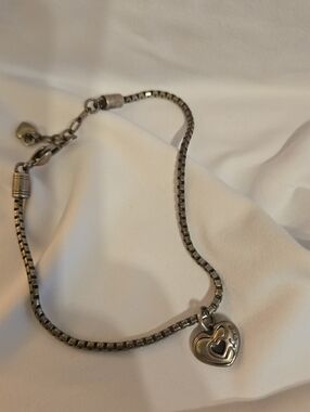 Brighton Heart Charm Bracelet Silver-Tone Iconic Heart Vintage Jewelry
